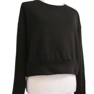 NWT Black Crop Long Sleeve Crew Neck Over Size Sweatshirt Small